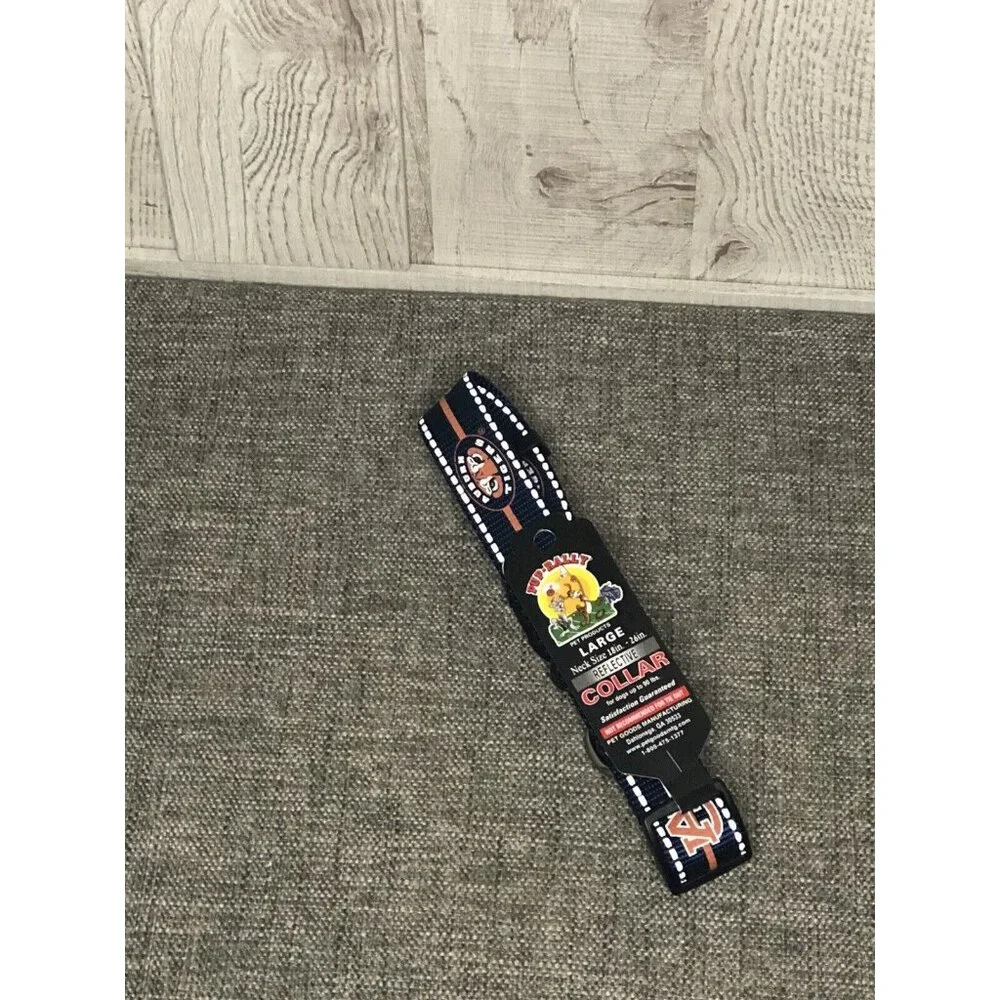 Pup Rally Dog Collar Size Large Official NCAA Auburn Tigers Reflective